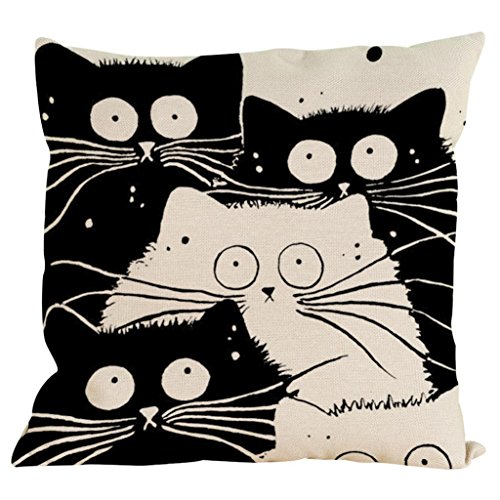 Sunnywill 45cm*45cm Mode Vintage Katze Hund Baumwolle Kissenbezug Sofa Taille Throw Kissen Cover Home Auto Decor ( Kissen ist nicht im Preis inbegriffen ) (G)