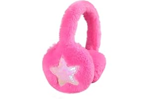 Surakey Earmuffs Winter Warm Ear Muffs Plush Padded Ear Warmer Sequin Stars Earmuffs Cold Protection for Kids Baby Girl Boy (Rosy)