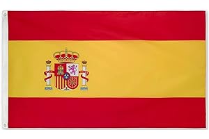 Longivia® Bandera España Grande para Exterior y Interior - Bandera de España Grande 90x150 cm Reforzada y con 2 Ojales Metálicos Spain Flag Banderas Tela Fuerte