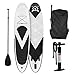 Produktbild Klarfit Spreestar • Standup Paddle Board • Paddelboard • SUP • aufblasbar • 300 x 10 x 71 cm • Leash • Bag • Luftpumpe • Teleskop-Paddel aus Aluminium • Reparatur-Kit • geringes Volumen • niedriges Gewicht • hohe Stabilität • schwarz-weiß