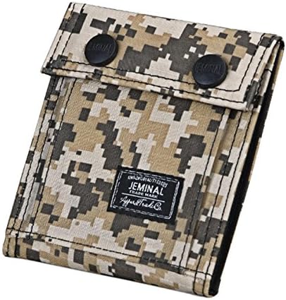 Mens Canvas Trifold Wallets Purse with id window(S-Khaki,S)