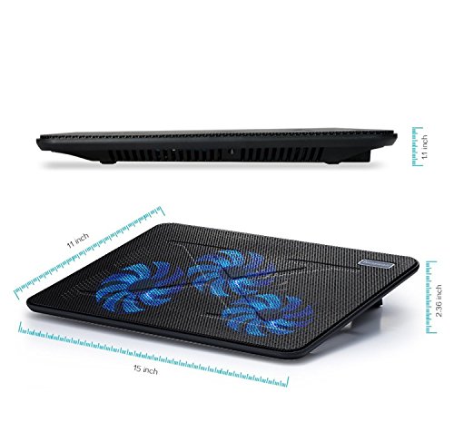 Tenswall 15-17 Zoll Laptop K  hler Notebook Cooler St  nder K  hlpad K  hlmatte mit 2 USB-Ports 3 L  fter