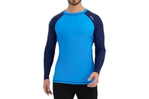 SURFEASY Rashguard Uomo Manica Lunga Protezione solare Rash Vest Men, Rash Guard Shirt Per Surf Nuoto Pesca Escursioni