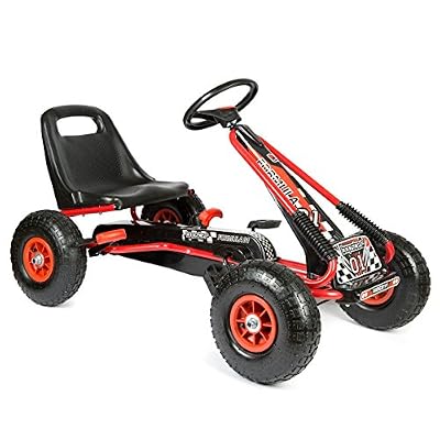 bopster - Karting Go-Kart à pédales d’extérieur avec roues gonflables Rouge et noir