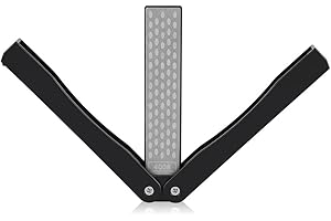 ZERODIS Affilacoltelli, Grit 400/600 Pieghevole Double-sided Diamante Strumento per Affilare Affilacoltelli Manuali per la da Giardino Esterna da Campeggio (Black)