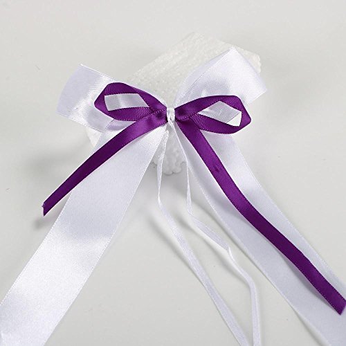 Yahee 30 Stück Schleifenband Antennenschleifen Deko Schleifen Band aus Satin (Weiß+Lila) - 9