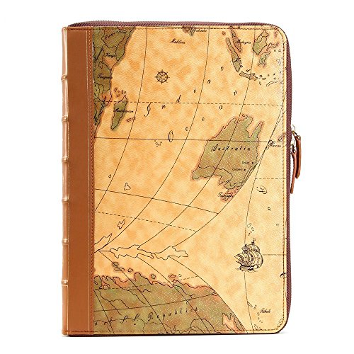 Se7enline® (2 in 1) Macbook 13 Zoll PU Leder Schutzhülle im Weltkarte-Stil, Reißverschluss Clip-On-Schutzhülle PU Leder Sleeve Tasche Hülle für Macbook Pro Retina (mit Retina Dispalys) 13 Zoll Modell A1425/A1502 + Klar TPU DE Design (QWERTZ) Tastatur Schutzhülle – Weltkarte - 5