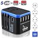 Produktbild Leknin Universal Reiseadapter Ladegerät mit USB Type C - Reisestecker mit 5 USB für Weltweit Steckdosen US UK EU AU, Wechselspannung & Überspannungsschutz, 4 USB A für Schnelles Aufladen (Blau)