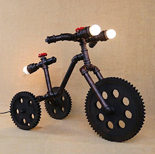 Preisvergleich Produktbild DLUF Fahrrad Tischlampe Retro nostalgischen Stil Schlafzimmer Wohnzimmer Nachttisch Lampe Wasserrohr Kreative dekorative Leuchten