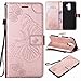 Produktbild Samsung Galaxy J8 2018 Hülle Fanxwu PU Flip Case Schmetterling Geprägtes Wallet Case mit Standfunktion Anti-Schock Bumper Etui-Rose Gold