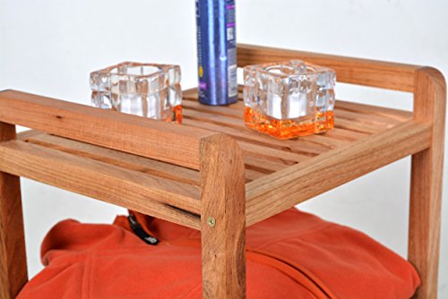 Roll Regal Standregal mit Rollen Höhe 72 cm aus Walnuss Massivholz für Bad, Wohnzimmer, Sauna, Flur, Diele, Küche, Büro und Kinderzimmer - 4