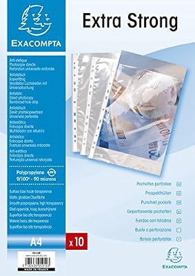 Exacompta Sachet de 10 pochettes perforees polypropylene lisse haute qualite 9x100e - a4