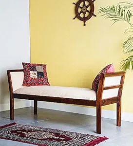 Shagun Arts Sheesham Wood Bench for Living Room | Hallway & Balcony Furniture | 2 Seater Dining Bench | | Brown Finish