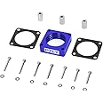 PQY Throttle Body Spacer Compatible with 91-06 Jeep Wrangler TJ YJ LJ Cherokee XJ 2.5L/4.0L Engine Gas MJ w/Gasket 1" Raise Manifold Carb (Blue)