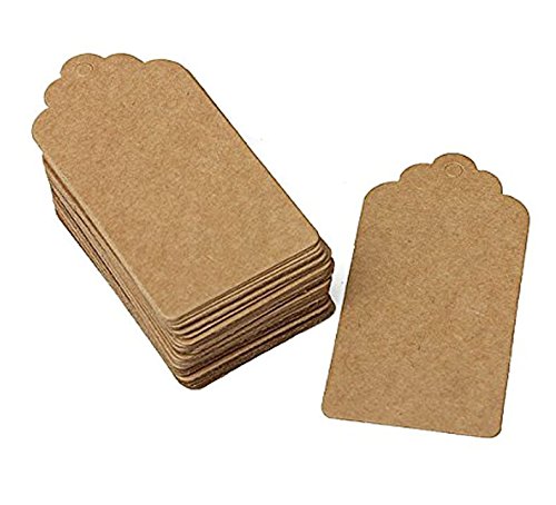 Cosanter 100 Stück Geschenk Anhänger Papieranhänger Tags Labels Rustikal Braun 94x45mm Rechteck zum Hochzeit Party Etikett Selbstgestalten Preisetiketten Preisschild Schilder Anhänger Kofferanhänger DIY Deko - 7