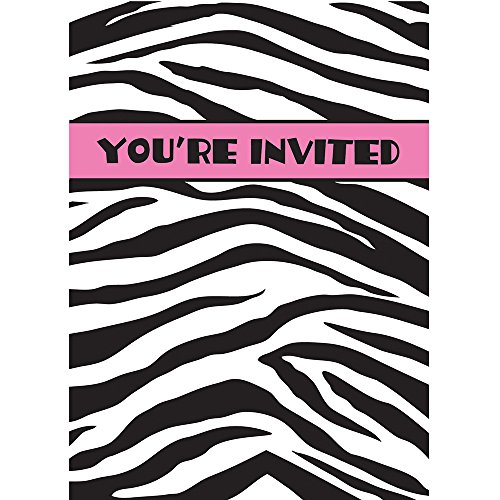 Zebra Print Party Einladungen, 8 Stück