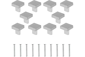 Beenle-Icey 10 cajones de puerta, mango de 25 x 25 mm, botones de cajones cuadrados, botones de muebles, solo agujero, botones de cajón para cajón, armario, decoración de puerta de armario (plata)
