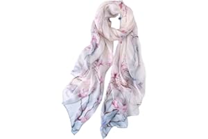 STORY OF SHANGHAI Sciarpa di 100% Seta da Donna Foulard Chiffon con Fantasie Orientale Semi-Trasparente