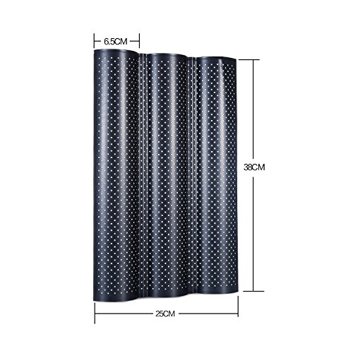 MUZIYU Baguette-Backblech 3 Mulden 38x 25cm mit Antihaftbeschichtung&2 Jahren Zufriedenheitsgarantie - 3