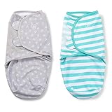 SwaddleMe Original Swaddle (Small, Grey Anchor and Teal Stripe, Pack of 2)