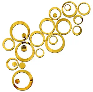 Wall1ders - Dakshita Decor 20 Rings Golden 3D Acrylic Sticker, 3D Acrylic Stickers for Wall, 3D Mirror Wall Stickers, 3D Mirror Stickers Wall Decor Items for Home and Office.