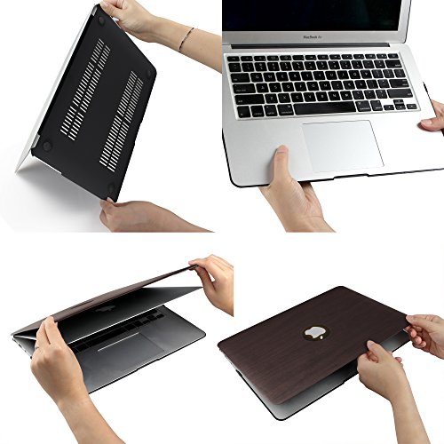 iDOO MacBook Schutzhülle / Hard Case Cover Laptop Hülle [Für MacBook Air 13 Zoll: A1369/A1466] – matt, Dunkles Holz - 6