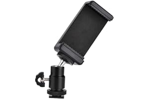 DIYEENI Uchwyt na statyw do telefonu komórkowego, uchwyt na telefon komórkowy z gÅowicÄ kulowÄ 360, uchwyt do aparatu cyfrowego, klips do mocowania obiektywu selfie, adapter do montażu na statywie do telefonów