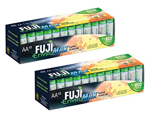 Fuji EnviromaxAA battery, extra heavy duty, manufactured to be eco-friendly and powerful, Carbon Zinc (C, Pack of 96)