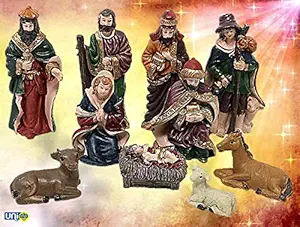 Selling Uniqness Marble Christmas Decoration Nativity Crib Set (3.45 inch, Multicolour)