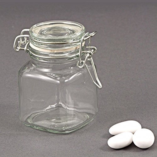 comprare on line 12x Barattolo barattoli in vetro con chiusura ermetica portaconfetti 80 ml prezzo