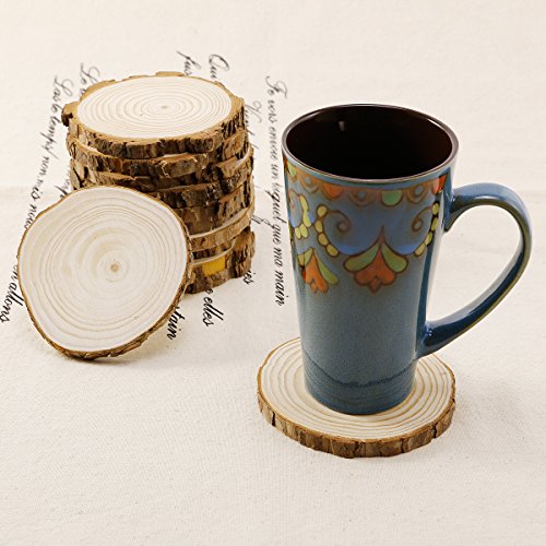 12 x Rund Holzscheiben Astscheiben Baumscheiben Namensschild Anhängeetiketten Dekomaterial Holzbrett Hochzeit Deko Basteln DIY 11-12cm - 4