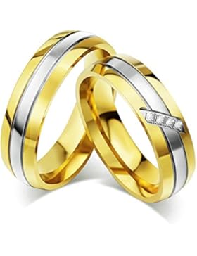 Jiedeng Schmuck Unisex Ringe aus Edelstahl Ring mit CZ Zirkonia Freundschaftsringe Partnerringe Ehering Trauringe...