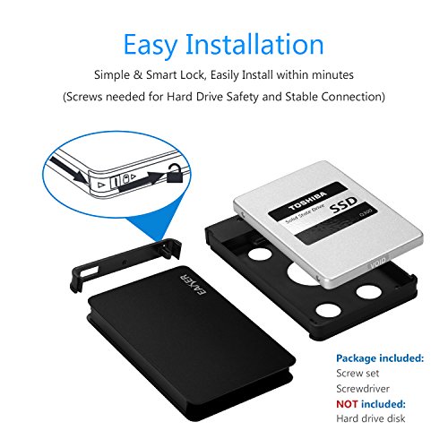 Eaxer Aluminium 2,5-Zoll USB 3.0 Externe Festplattengehäuse für 9.5mm und 7mm 2.5” SATA HDD/SSD, [Unterstützt UASP Optimierung für SATA III SSD] - 3