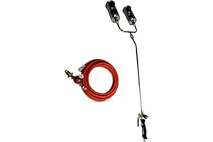 BRENNER Dual Head Propane Weed Burner Torch Kit – Heavy Duty Roofing Blow Torch with 4 Bar Adjustable Regulator & LPG Hose – Patio Weed Burner, Driveway Weed Killer, Plumbing Torch & Outdoor Heating
