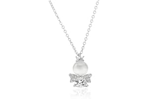 QIUJUNDE Angel Necklace 925 Sterling Silver with Guardian Angel Pendant for Women Women Glitter Zirconia Beads Guardian Angel Necklace Friendship Chains Jewellery Gifts for Baby Children Girls Christening