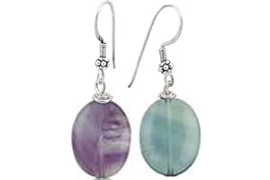 TREASURE BAY Handmade Natural Gemstone Dangle Drop Earrings for Women and Girls Made with Sterling Silver