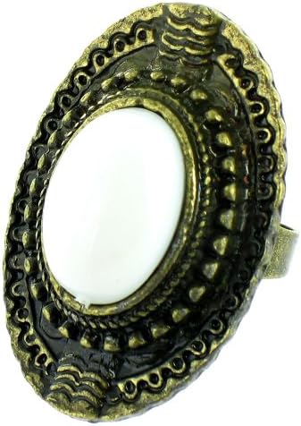ilovefj White on Antique Gold Large Oval Gem Ring