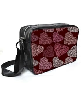 Snoogg Multicolor Herzen Leder Unisex Messenger Bag für College Schule täglichen Gebrauch Tasche Material PU
