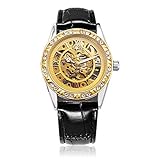 Mechanische Uhr, SAINKO für Männer/Frauen, Automatische Uhr Wird am Handgelenk getragen, EIN Rose-Gold-Gehäuse,Luxuriöse mechanische Uhr mit echtem Lederband. (Watch83)