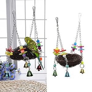 Juguetes para Pájaros,AZXES, Juguetes de Aves de Mascota,Juguetes de Mascota de Escalada,Juguetes de Loro con Campanilla,Color Multi