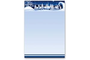 50 Sheets Motif Letter Paper! Christmas, Seasons - Winter Winter Village ? Blue DIN A5 - Paper-Media