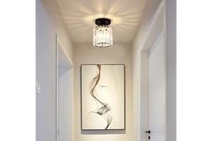 SXTIGER Nowoczesna kryształowa lampa sufitowa, mini czarna kryształowa lampa sufitowa E27 okrągły żyrandol, do przedpokoju wejście kuchnia sypialnia salon oświetlenie