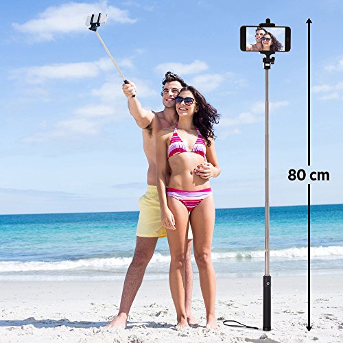 Power Theory Bluetooth Selfie Stick mit 20 Stunden Akkulaufzeit - Kabellose Wireless Selfie Stange fÃ¼r iPhone X 8 7 Plus 6s 6 SE 5S 5 Samsung Galaxy Android S8 S7 Edge S6 S5 S4 Note Mini Smartphone - Universal Monopod Stab