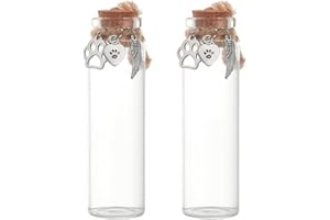NBEADS 2 botellas conmemorativas de pelo de mascotas, mini botella de recuerdo transparente con decoración de corazón, frasco de vidrio para cenizas y urnas de piel