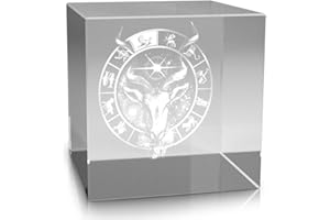 VIP-LASER 3D Glas Kristall im XL Glaswürfel Sternzeichen Steinbock (60x60x60 mm) Lasergravur