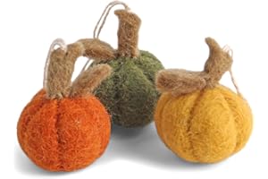 ÉN GRY & SIF Gry & Sif zucca decorativa in feltro fatta a mano, decorazioni autunnali scandinave, zucche appese, decorazione da tavolo autunno, mini zucche 3 pezzi