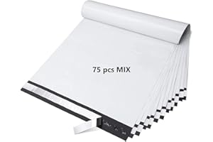 MARCPRINT Bolsas de Envio Vinted (MIX 75 bolsas 36x42cm, 30x35cm, 25x30cm) - Bolsas para Envios de Ropa Vinted Blancas y Autoadhesiva - Bolsas para Envíos de Plástico - Sobres Envios Vinted Embalaje