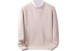 Suvoiier Maglione in Cashmere da Uomo Pullover con O-Collo Camicia da Uomo con Fondo Lavorato A Maglia Allentato Top da Uomo Casual Autunno Inverno