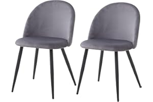 JZGORC Pack de 2 Silla de Comedor, Silla de Comedor de Terciopelo Suave, Silla de Cocina con Patas de Metal, Silla de Comedor Moderna con Almohadilla Protectora Ajustable - Gris