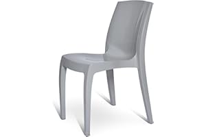 4 FRONT FURNITURE 1 x Chair Grey Gloss, Stackable, Recyclable, Strong, Made in UK, Durable, Stylish, Comfortable, UV Resistant | Kitchen, Living, Dining, Office, Outdoor, Café, Restaurant, College, Hotel, Event